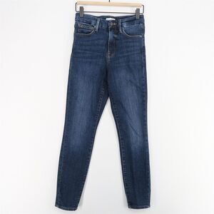 Good American Good Waist Jean Womens 2/26 Blue Stretch Chewed Pockets Distressed